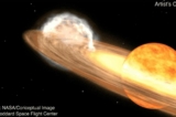 Hình ảnh theo khái niệm của Cục Hàng không và Vũ trụ Hoa Kỳ (NASA) cho thấy một vụ nổ tân tinh. (Hình ảnh: Trung tâm phi hành không gian Goddard của NASA)