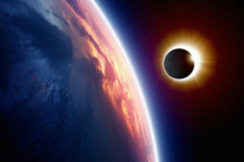Hình ảnh minh họa hiện tượng nhật thực trên Trái đất (Ảnh: NASA cung cấp). Hình ảnh cho thấy hiệu ứng chiếc nhẫn kim cương khi xảy ra hiện tượng nhật thực. (Ảnh: Shutterstock)