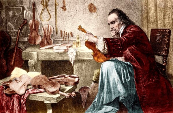 Một bức tranh lãng mạn vẽ nghệ nhân Antonio Stradivari đang kiểm tra một nhạc cụ. (Ảnh: Tư liệu công cộng)