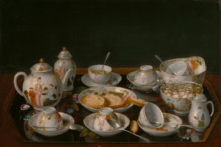 Bức tranh “Still Life: Tea Set” (Tranh tĩnh vật: Bộ dụng cụ thưởng trà), họa sỹ Jean-Étienne Liotard, khoảng năm 1781–1783. Tranh sơn dầu trên vải canvas; kích thước: 14 7/8 inch x 20 5/16 inch. Getty Center, Los Angeles. (Ảnh: Tư liệu công cộng)
