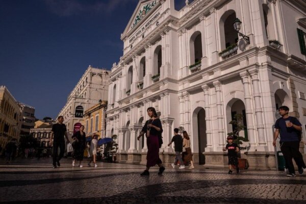 Ảnh tư liệu về Largo do Senado, một tòa nhà lịch sử ở Macau. (Ảnh: Eduardo Leal/AFP)