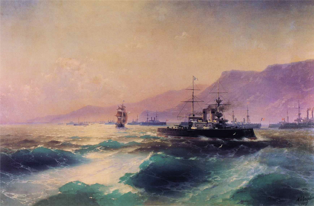 Bức tranh “Gunboat off Crete” (Pháo Hạm Ngoài Khơi Đảo Crete), năm 1897. (Ảnh: Tư liệu công cộng)