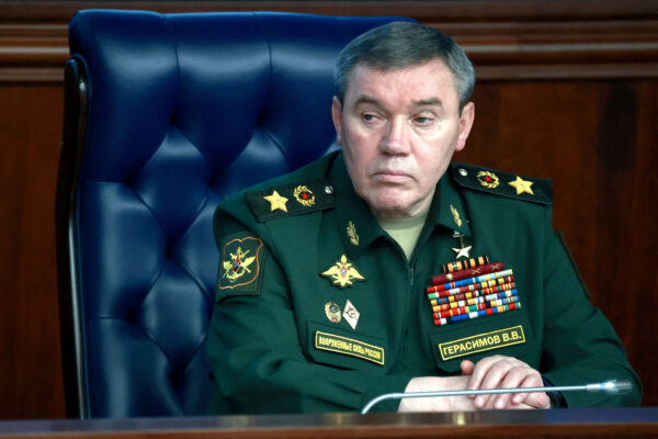 Tổng Tham mưu trưởng Các lực lượng Vũ trang Nga Valery Gerasimov tham dự một cuộc họp thường niên của Hội đồng Bộ Quốc phòng tại Moscow vào ngày 21/12/2022. (Ảnh: Sputnik/Sergei Fadeichev/Pool qua Reuters Notice Editors)