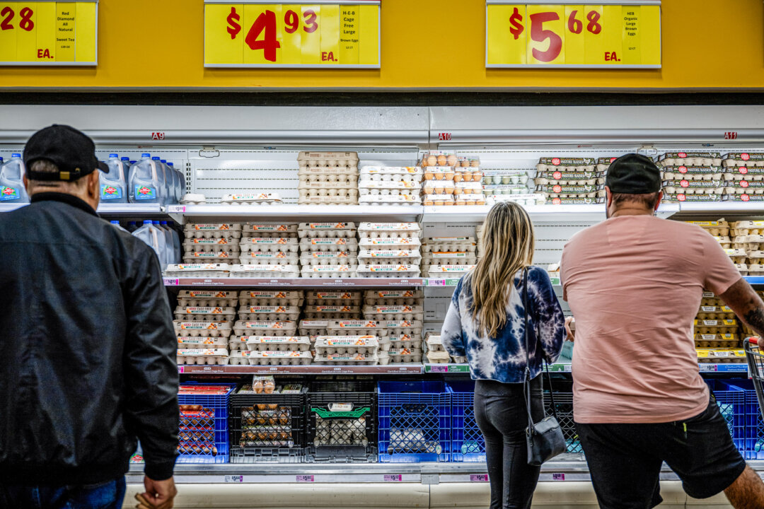 Khách hàng mua trứng tại cửa hàng bách hóa H-E-B ở Austin, Texas, hôm 08/02/2023. (Ảnh: Brandon Bell/Getty Images)
