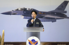 Tổng thống Lại Thanh Đức có bài diễn văn khi đến thăm Không Lực Đài Loan ở huyện Hoa Liên, Đài Loan, hôm 28/05/2024, một tuần sau khi ông nhậm chức. (Ảnh:  AP Photo/Chiang Ying-ying)