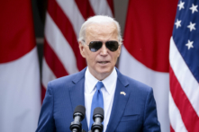 Tổng thống Joe Biden trình bày tại Hoa Thịnh Đốn, hôm 10/04/2024. (Ảnh: Madalina Vasiliu/The Epoch Times)
