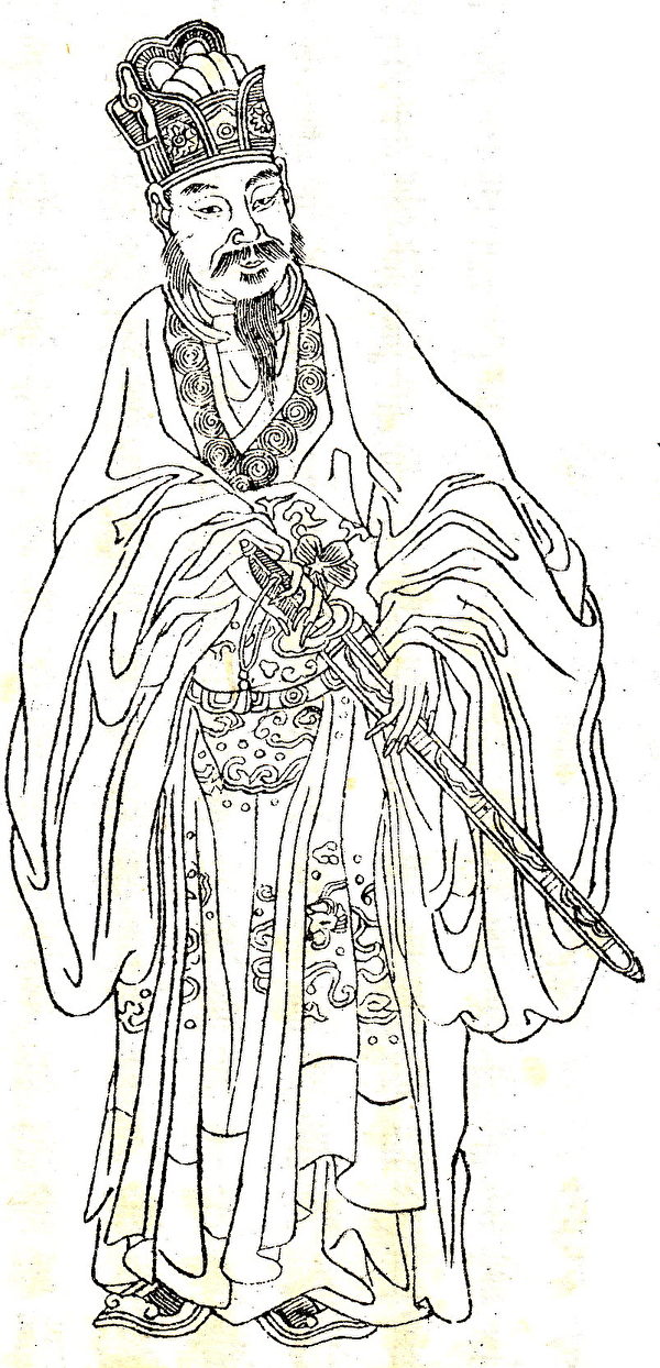 Tranh chân dung Đông Phương Sóc, trích trong “Vãn tiếu đường họa truyện” do Thượng Quang Chu thời nhà Thanh vẽ. (Ảnh: Tài sản công)