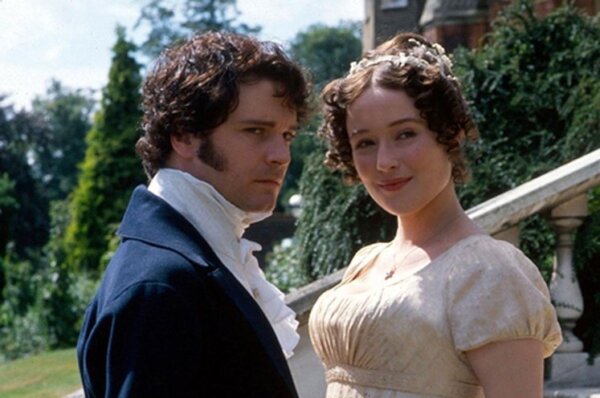Ngài Darcy (nam diễn viên Colin Firth thủ vai) và nàng Elizabeth Bennet (nữ diễn viên Jennifer Ehle thủ vai) trong bộ phim “Pride and Prejudice” (Kiêu Hãnh và Định Kiến). (Ảnh: BBC)