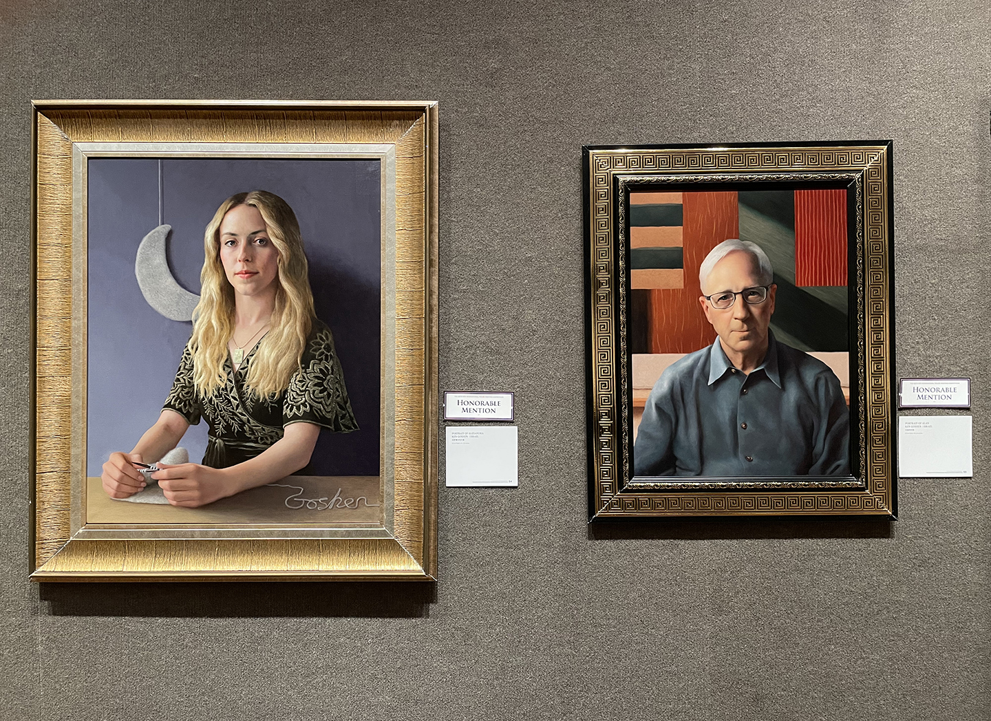 Họa sỹ Goshen nhận được Giải thưởng Danh dự cho hai bức tranh “Portrait of Alexandra” (Chân dung cô Alexandra) và “Portrait of Alan” (Chân dung ông Alan) tại Cuộc thi Vẽ tranh Nhân vật Quốc tế NTD lần thứ sáu. (Ảnh: Đăng dưới sự cho phép của họa sỹ Ken Goshen)