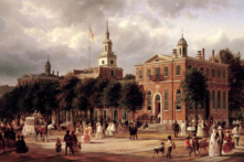 Tác phẩm “Tòa nhà Độc lập ở Philadelphia,” họa sỹ Ferdinand Richardt, sáng tác năm 1858. Sơn dầu trên vải canvas. Tòa Bạch Ốc. (Ảnh: Tư liệu công cộng)