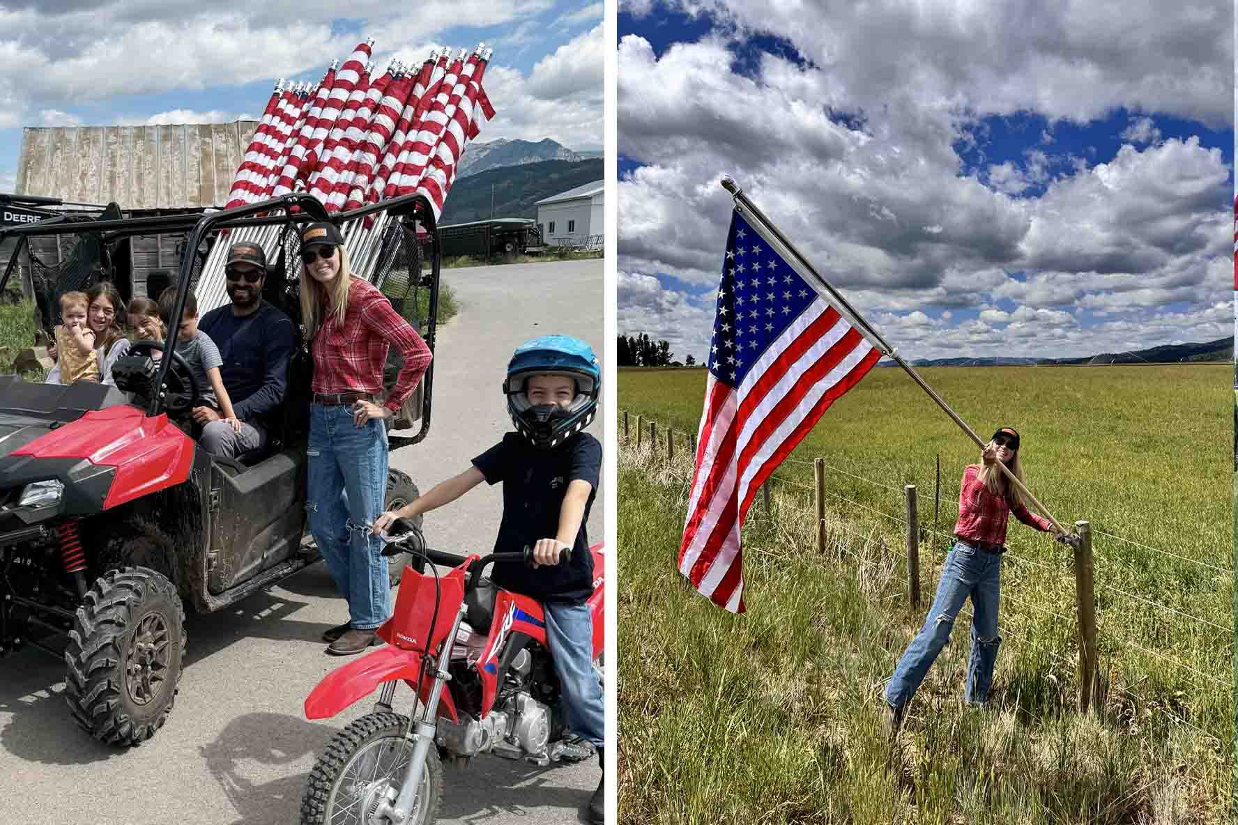 Gia đình này đã hình thành một truyền thống ái quốc mới, bằng cách treo lên các bó cờ. (Ảnh: Đăng dưới sự cho phép của Trang trại Salt Lake)