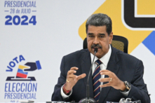 Tổng thống Venezuela Nicolás Maduro tuyên bố chiến thắng tại trụ sở CNE ở Caracas, Venezuela, hôm 29/07/2024. (Ảnh: Fedrico Parra/AFP qua Getty Images)
